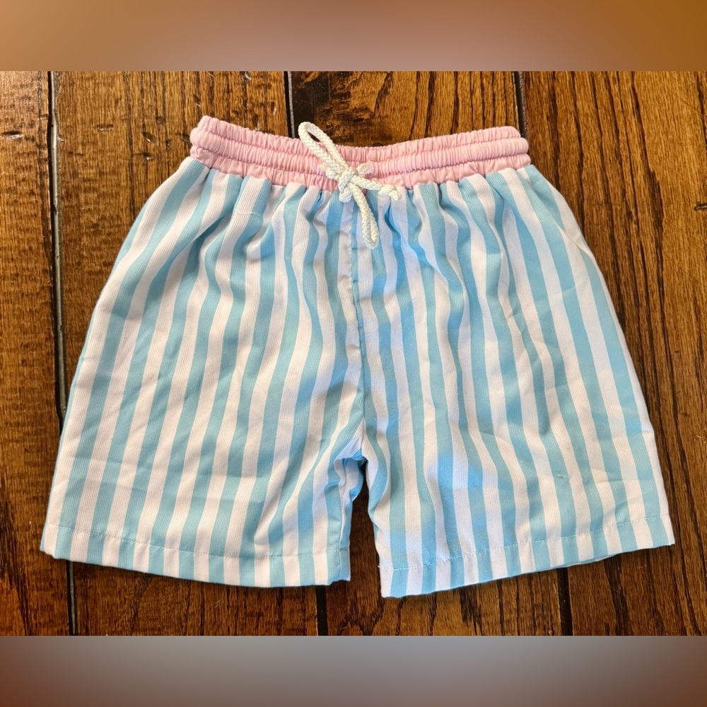 Southern Sass Smocks Boys Seersucker Swimtrunks Size 5T